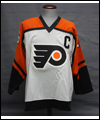 photograph of the front of a Bobby Clarke Philadelphia Flyers' jersey.