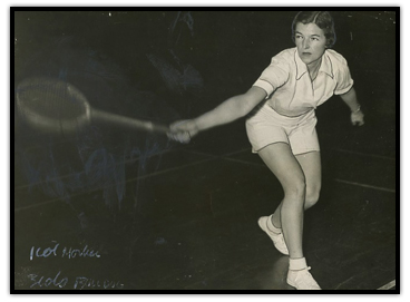 Dorothy Walton playing badminton