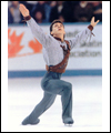 Elvis Stojko looks upwards during a figure skating competition