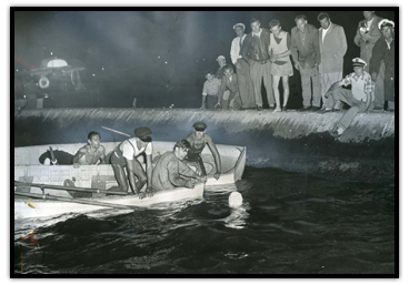 Marilyn Bell finishing her swim across Lake Ontario