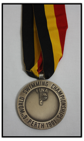 Silver medal won by Mark Tewksbury in the 100m backstroke