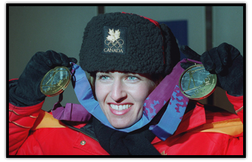 Myriam Bedard proudly wears two Olympic Gold medals