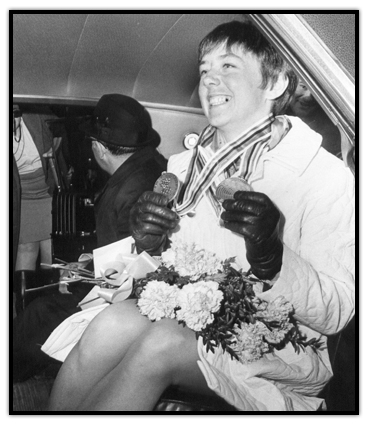 Nancy Greene sitting