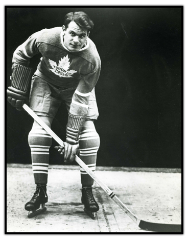 Syl Apps in his Toronto uniform with his hockey stick