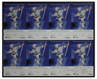 Uncut tickets with pictures of Wayne Gretzky on them